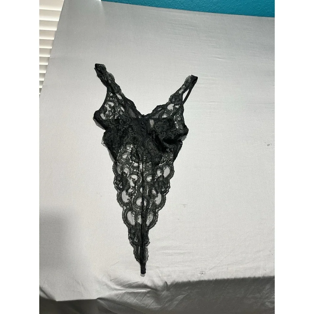 VTG 90s Victoria's Secret Black Lace Teddy Bodysuit S